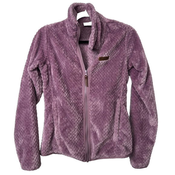 Columbia Purple Sherpa Fleece Fuzzy Full Zip-Up Jacket, Size XS Soft Pockets - Picture 1 of 6